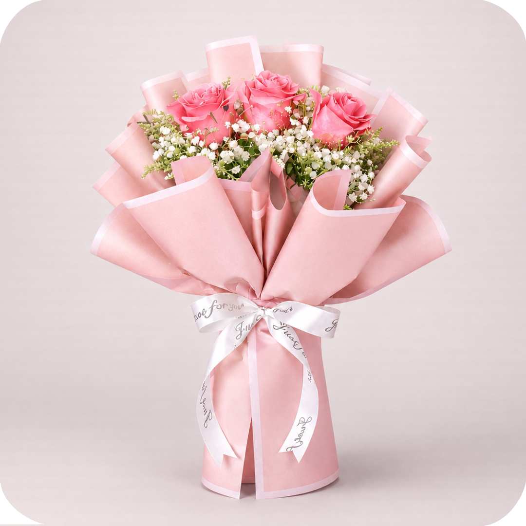 Buqu� com 3 rosas claras
