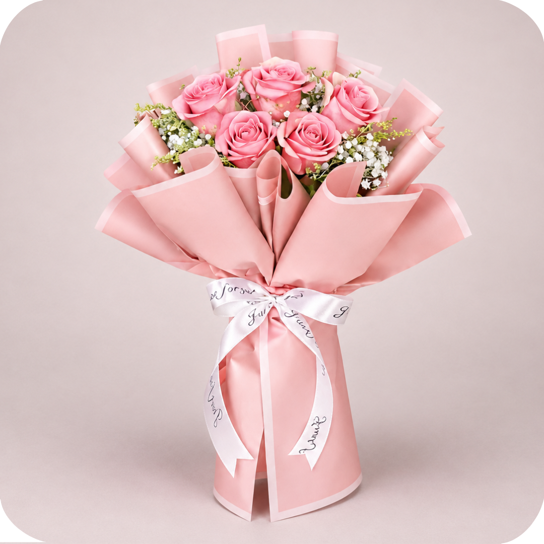 Buqu� com 5 rosas claras