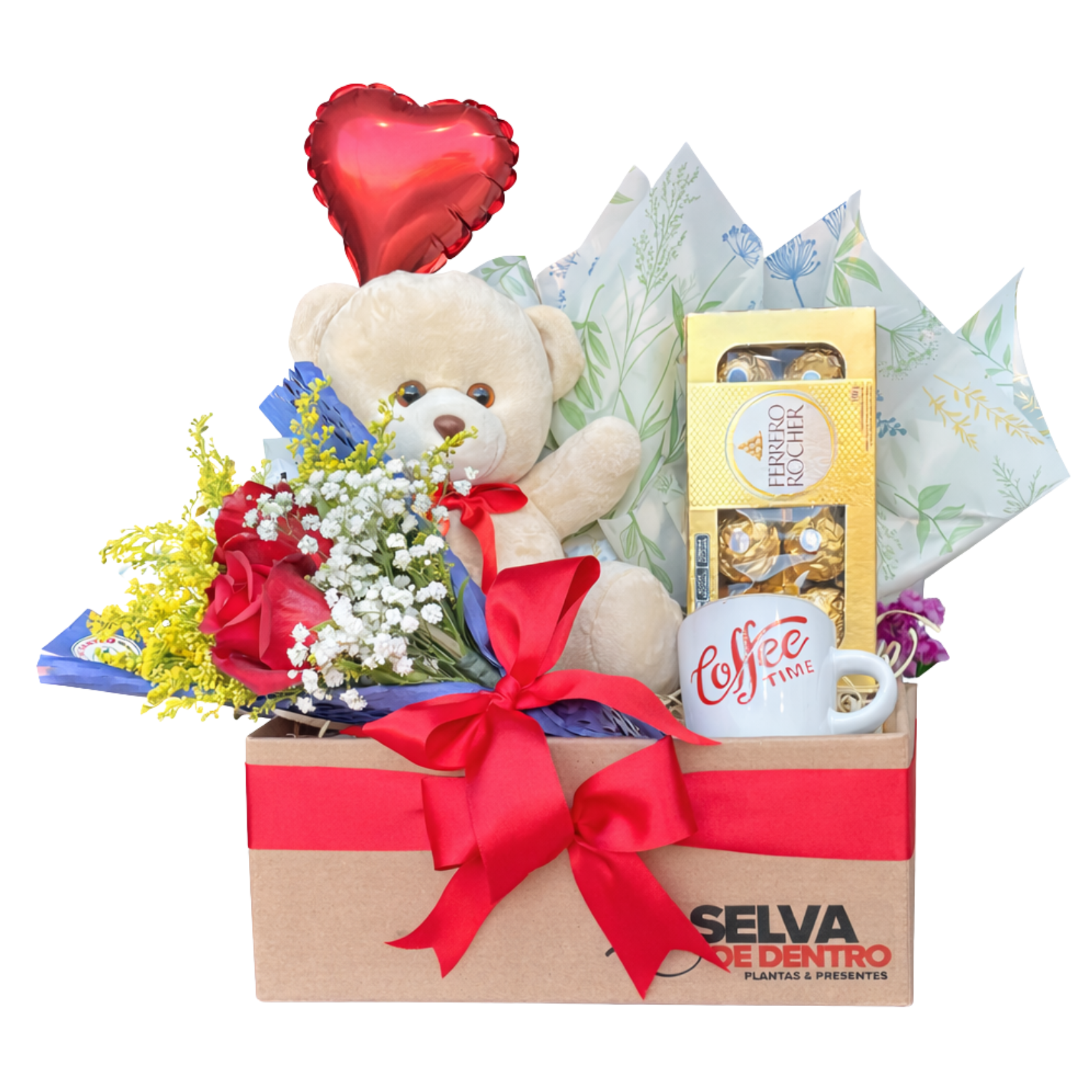 Cesta Doce Encanto com Flores e Pel�cia